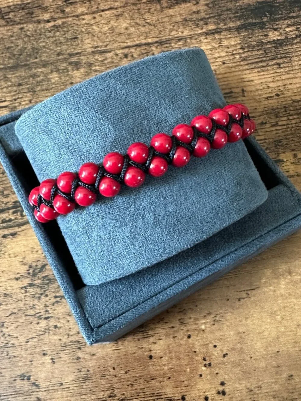 David Yurman Spiritual Beads Two-Row Woven Bracelet w/ Red Coral - RARE